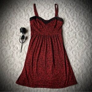 Red and Black Lace Dress small